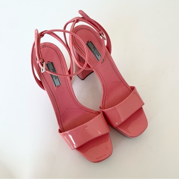 Prada petal pink patent leather block heel platform sandals EU 39 - Picture 9 of 13